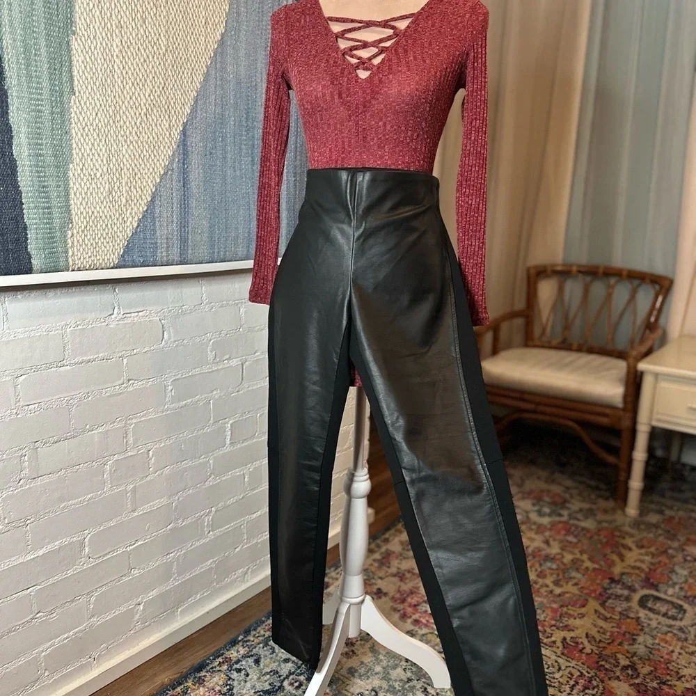 Lauren by Ralph Lauren Pleather Leggings with Zip Ankle Details